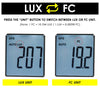 Digital Light Meter with 200,000 Lux Range, Illuminance Meter Handheld Lux Meter with Selectable LUX/FC Units MAX/MIN/Hold Functions for Indoor Outdoor Light Tester and Foot Candle