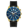 Bulova Men's Classic Chronograph 6 Hand Gold Stainless Steel Watch with Black Silicone Strap, Blue Dial (Model:98A244)