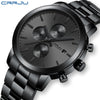 CRRJU Fashion Business Mens Watches with Stainless Steel Waterproof Chronograph Auto Date Quartz Watch for Men.