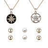 pinkh jewelry set, crystal inlay star pendant necklaces and stud earrings set for women and girls