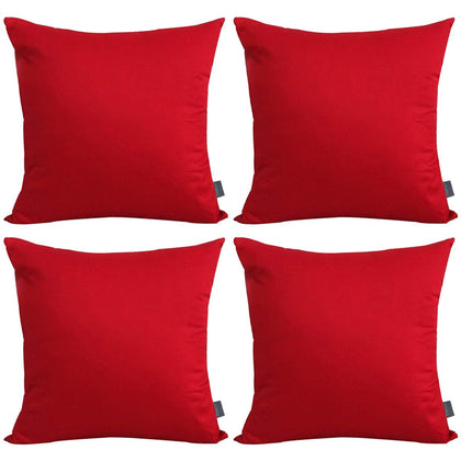 Thmyo 4-Pack 100% Cotton Comfortable Solid Decorative Throw Pillow Case Square Cushion Cover Pillowcase Sublimation Blank Christmas DIY Throw Pillow Covers for Couch Sofa(18x18 inch/ 45x45cm,Red)