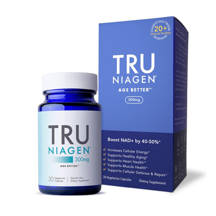 TRU NIAGEN - Patented Nicotinamide Riboside NAD+ Supplement. NR Supports Cellular Energy Metabolism & Repair, Vitality, Healthy Aging of Heart, Brain & Muscle - 30 Servings / 30 Capsules - Pack of 1