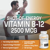 Vitamin B12 2500mcg Shot of Energy Fast Dissolve Chewable Tablets - Quick Release Cherry Flavored Sublingual B12 Vitamin - Supports Nervous System, Healthy Brain Function Energy Production - 90 Count