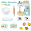 Play Kitchen Accessories, Frogprin Wooden Toy Mixer Set, Pretend Play Food Sets for Kids Kitchen - Includes Extra Egg, Rolling Pin, Cookies, Sugar, Flour