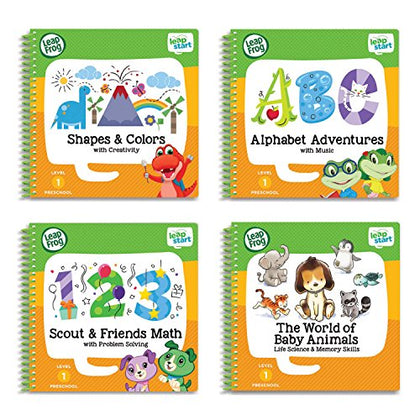 LeapFrog LeapStart Preschool 4-in-1 Activity Book Bundle with ABC, Shapes & Colors, Math, Animals