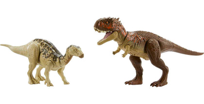 Mattel Jurassic World Survival Instincts Roarin' Battle Pack Set, Roar Strikers Iguanodon & Skorpiovenator Action Figure Toys