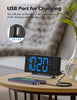 Projection Alarm Clock with FM Radio, USB Charging Port, 0-100% Dimmer, Dual Alarms, HD LED Display, 30 Preset Stations, Sleep Timer, 5 Alarm Sounds, Snooze, Curved Screen, Digital Clock for Bedroom