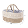 YEONHWA Baby Diaper Caddy Organizer, Woven Rope Cotton Nursery Storage Basket, Portable Handle With Large Changing Compartment Bins, Cream Beige