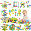 175 Piece STEM Building Blocks, Pipe Tube Sensory Toys, Creative Tube Locks Construction Set with Wheels Baseplate, Preschool Educational Learning Toys, Present Gift for Toddler Boys Girls Aged 3+