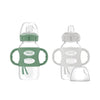 Dr. Brown's Milestones Wide-Neck Sippy Bottle with 100% Silicone Handles, Easy-Grip Bottle with Soft Sippy Spout, 9oz/270mL, BPA Free, Green & Gray, 2 Pack, 6m+