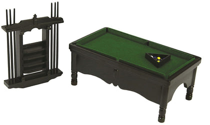 dollhouse miniature black pool table set