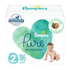 Pampers Pure Protection Diapers - Size 2, 186 Count, Hypoallergenic Premium Disposable Baby Diapers