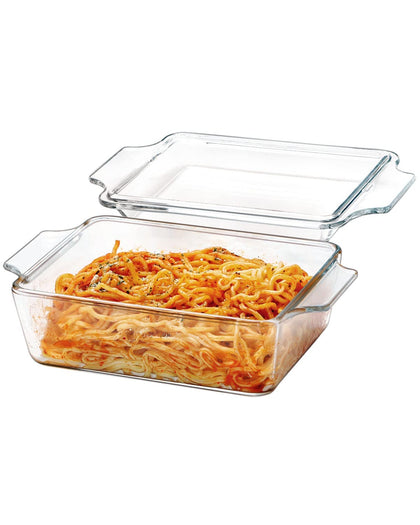 Mini-1 QT (5.7in x 7in) Rectangular Glass Casserole Dish With Glass Lid, (Single Serving) Glass Bakeware with Lid Glass Microwave Casserole Dish Lidded Small Casserole Dish