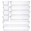 Backerysupply Clear Plastic Drawer Organizer Tray for Vanity Cabinet (Set of 10),Storage Tray for Makeup, Kitchen Utensils, Jewelries, and Gadgets