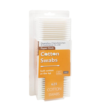 Cotton Swabs with Paper Sticks 625ct, Biodegradable Double Tipped Cotton Buds for Beauty& Personal Care