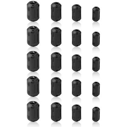 Ferrite Ring Core Black RFI EMI Noise Suppressor Cable Clip-20Pcs