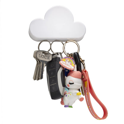 TWONE White Cloud Magnetic Wall Key Holder - Easy to Mount - Powerful Magnets Keep Keychains and Loose Keys Securely in Place