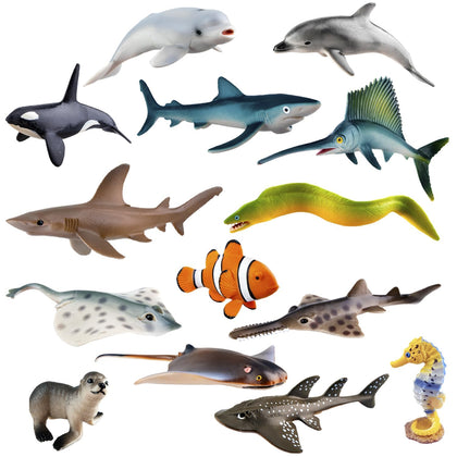 Toymany 14-Piece Realistic Sea Animal Figurines Set: 2-6