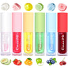 6Pcs Hydrating Lip Oil Set,Fruity Color Changing Lip Glaze Plumping Lip Glow Oil Transparent Moisturizing Tinted Lip Balm Long Lasting Nourishing Repairing for Dry Lip (A)