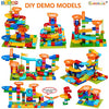 COUOMOXA Marble Run Building Blocks Classic Big Blocks STEM Toy Bricks Set Kids Race Track Compatible with All Major Brands 110 PCS Various Track Models for Boys Girls Toddler Age 3,4,5,6,7,8+