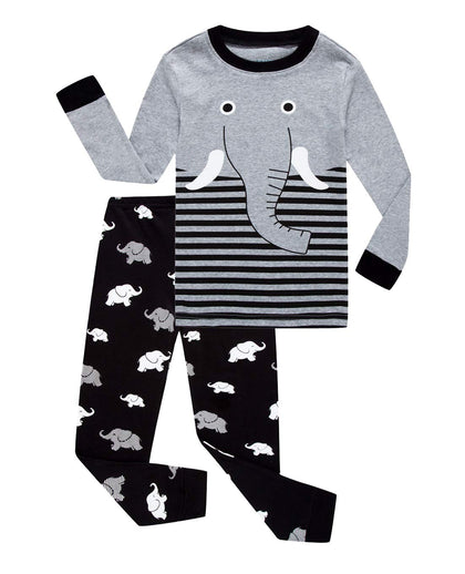 elephant little boys long sleeve pajamas 100% cotton pjs toddler sleepwears size 2t