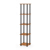 FURINNO Turn-N-Tube 5-Tier Corner Square Rack Display Shelf, Round, Light Cherry/Black