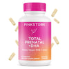 Pink Stork Total Prenatal Vitamins with DHA, Folate, Iron, Choline, and Vitamin B12 - Prenatals for Women to Support Fetal Development, Pregnancy Must Haves - 60 Capsules, 1 Month Supply