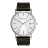 Bulova Men's Classic 3-Hand Calendar Date Quartz Leather Strap Watch, Buckle, 37mm Style: 96B104