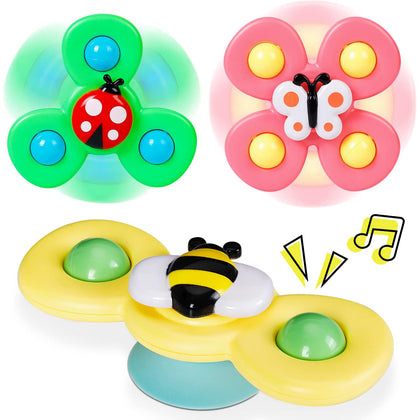 Suction Cup Spinner Toys for 1 Year Old Boy, Spinning top Baby Toys 12-18 Months, First Christmas Birthday Baby Gifts for 1 Year Old Girl, Travel Sensory Toys for Toddlers 1-3