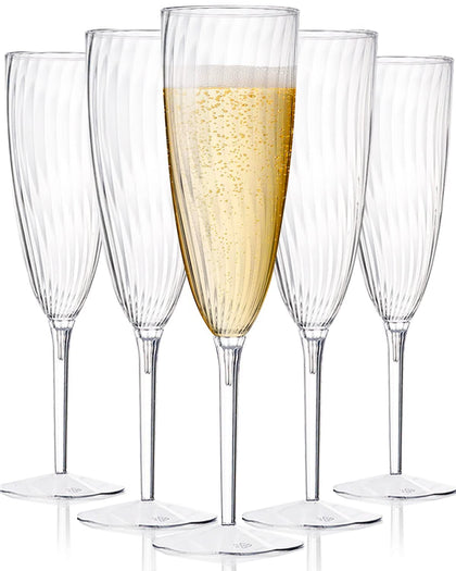 HyHousing 6 Oz Clear Glasses 16 Pack, Hard Disposable Plastic Champagne Flute Ideal for Home Daily Life Wedding Toasting Drinking Champagne , New Years Eve Party Supplies 2023