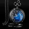 Tiong Exquise Starry Blue Hollow Case Quartz Pocket Watch Roman Numerals Retro Watches Souvenir Gift for Men Women