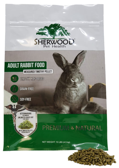 Sherwood Pet Health Adult Rabbit Food Timothy Hay Pellet 10 lbs. Hay-Based, Grain-Free, Soy-Free for Better Digestion