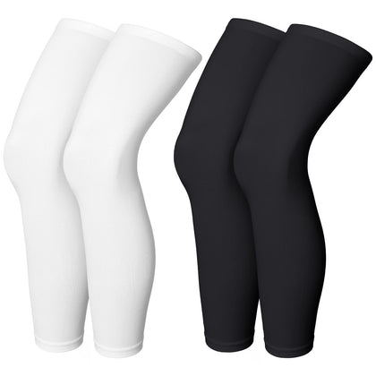 Skylety Compression Leg Sleeve Full Length Leg Sleeves Sports Cycling Leg Sleeves for Men Women, Running, Basketball (4 Pieces,Black and White,M)