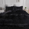 chovy Faux Fur Plush Black Comforter Sets King - Ultra Soft Shaggy Flannel Velvet Fluffy Fuzzy 3PC Bedding Set ?Comforter x 1 Pillowcases x 2?