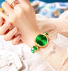 ADSBIAOYE Elegant Women Wrist Watches Unique Diamond Bracelet Watch Fashion Dress Quartz Watch Ladies Gift Watches (1 Green)