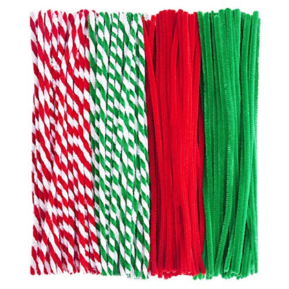 Livder 400 Pieces Christmas Pipe Cleaners Chenille Stems for DIY Art Crafts Decorations Supplies, Red Green White