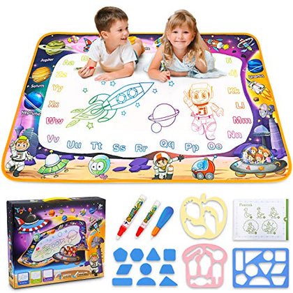 Water Doodle Mat - Kids Painting Writing Doodle Board Toy - Color Doodle Drawing Mat Bring Magic Pens Educational Toys for Age 2 3 4 5 6 7 8 Year Old Girls Boys Toddler Gift