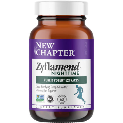 New Chapter Sleep Aid - Zyflamend Nighttime for Sleep Support with Turmeric + Valerian Root + Lemon Balm + Holy Basil, Vegetarian Capsules, 60 Count