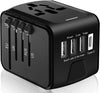 travel adapter - whzld international travel power adapter w/high speed 2.4a usb, 3.0a type-c wall charger, european adapter travel power adapter wall charger for uk, eu, au, asia covers 220+ (black 1)