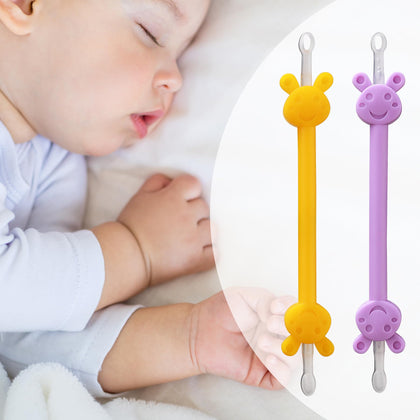 Booger Picker for Infants, Baby Nasal Booger and Earwax Remover for Newborns and Toddlers, Safe & Easy to Use, Infant Booger Picker for Sticky & Dried Boogers, Baby Boogie Picker (Orange & Purple)