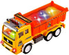wolvol electric dump truck toy for kids with stunning 4d flashing lights and sounds music, bump and go action changes directions on contact