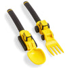 Dinneractive Utensil Set for Kids - Construction Themed Toddler Forks and Spoons, Toddler Utensils - 2-Piece Set - Yellow Construction Utensils For Toddlers - Loader & Tractor Toddler Spoons and Forks