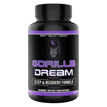 Gorilla Dream Premium Sleep Aid - Nootropic Infused Comprehensive Sleep & Recovery Supplement - GABA, Melatonin, Valerian Root, Magnesium, L-Theanine, Sensoril® Ashwagandha & More - 120 Capsules