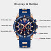 Mini Focus Men Watches Unique Casual Wrist Watches (Chronograph/Waterproof/Luminous/Calendar/24 Hours) Silicon Band Fashion Watches for Men(Blue)