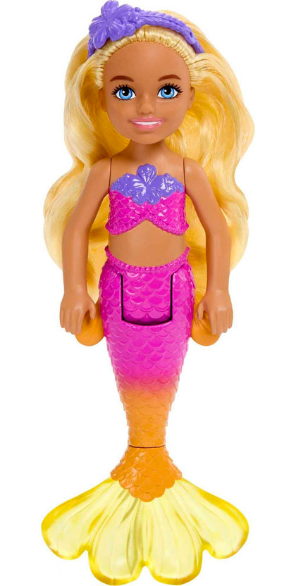 Barbie Dreamtopia Chelsea Mermaid Small Doll with Wavy Blonde Hair & Ombre Tail, Tiara Accessory, Doll Bends at Waist