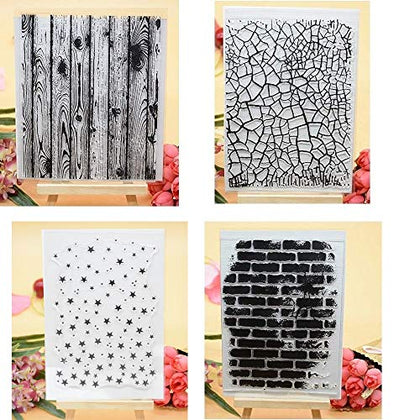 Welcome to Joyful Home 4pcs/Set Wooden Star Brick Crack Background Rubber Clear Stamp for Card Making Decoration and Scrapbooking