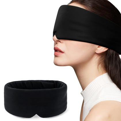 BLSSNZ Sleep Masks for Women Man,Light Blocking Sleep Mask for Side Sleeper,Soft Dual-Sided All-Season Eye Mask for Sleeping,Blindfold with Adjustable Velcro for Travel,Nap,Yoga,Black