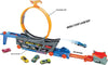 Hot Wheels Stunt & Go Track Set with 1 Toy Car, Transforming Hauler Truck with Launcher, Stores 18 1:64 Scale Cars