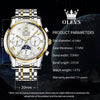 OLEVS Mens Automatic Watch Mechanical Self Winding Luxury Business Dress Moon Phase Stainless Steel Calendar Wrist Watches for Men Waterproof Luminous