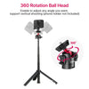 MT-16 Extendable Mini Camera Tripod, 4 Levels Adjustment 360° Ball Head Cold Shoe Lightweight Portable Vlog Travel Selfie Stick Handle Grip Desktop Webcam Tripod for Akaso DSLR Gopro 5 6 7 8 910 11